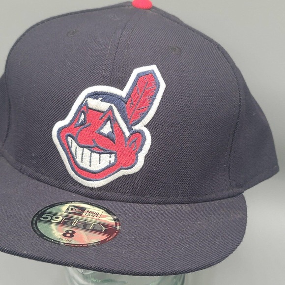 Cleveland Indians 5950 New Era 100% Wool Fitted Hat Size 8 Pro Model Cooperstown - Picture 3 of 14